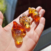Cognac Amber Carved Acorn Cabochons